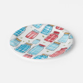 Gingham Mason Jar Pattern – Country Kitchen Charm Papieren Bordje (Gekanteld)