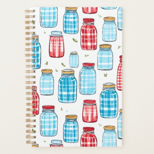 Gingham Mason Jar Pattern – Country Kitchen Charm Planner (Voorkant)