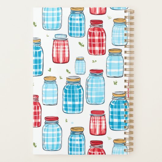 Gingham Mason Jar Pattern – Country Kitchen Charm Planner (Achterkant)