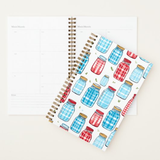Gingham Mason Jar Pattern – Country Kitchen Charm Planner (Display)