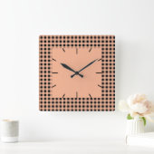 Gingham Melon en zwart Vierkante Klok (Huis)