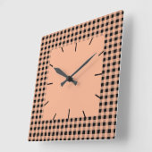 Gingham Melon en zwart Vierkante Klok (Hoek)