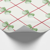 Gingham met Bows Christmas Wrapping Paper Cadeaupapier (Hoek)
