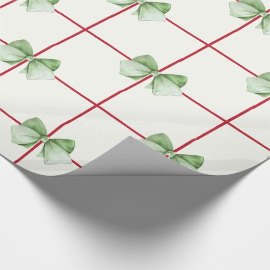 Gingham met Bows Christmas Wrapping Paper Cadeaupapier (Hoek)