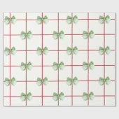 Gingham met Bows Christmas Wrapping Paper Cadeaupapier (Vlak)