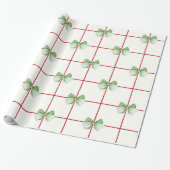 Gingham met Bows Christmas Wrapping Paper Cadeaupapier (Uitgerold)