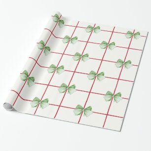 Gingham met Bows Christmas Wrapping Paper Cadeaupapier