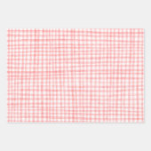 Gingham met de hand getekend modern schattig blauw inpakpapier vel (Voorkant)