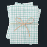 Gingham met de hand getekend modern schattig groen inpakpapier vel<br><div class="desc">Perfecte,  malle,  op maat gemaakte cadeauverpakking voor een leuk feest! Handgemaakte kunst voor jou! Perfect voor een zomerse brunch of picknick-thema bruidsdouche,  vrijgezellenfeest,  verlovingsfeest,  vakanties of verjaardag.</div>