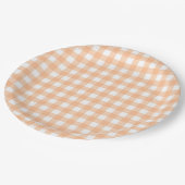 Gingham met Gingham Check Pset Pattern Peach Papieren Bordje (Gekanteld)