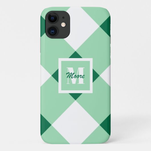 Gingham - Middelgrote en lichte groene telefoontas Case-Mate iPhone Case (Achterkant)