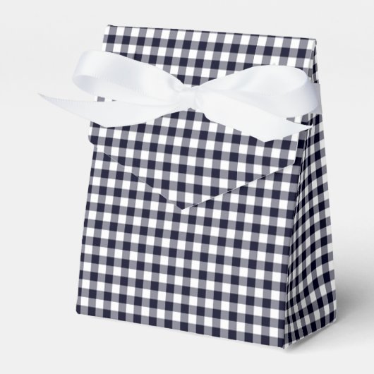 Gingham-Midnight Blue-Favor Box, Tent Bedankdoosjes (Voorkant Zijde)