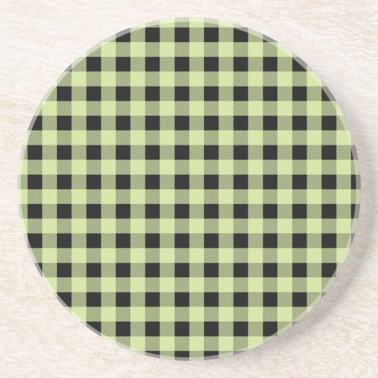 Gingham Mint en zwart Zandsteen Onderzetter (Voorkant)