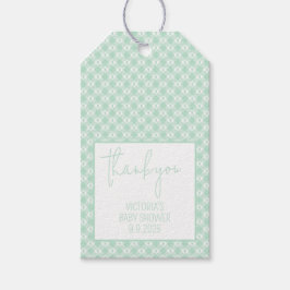 Gingham Mintgroene Geslachtsonzijdige Baby Shower Cadeaulabel