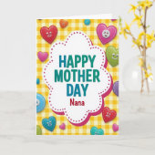 Gingham Moederdag Liefde Kaart (Gele Bloem)