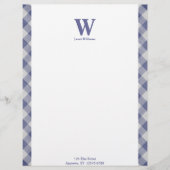 Gingham Monogram Letterhead Persoonlijk Briefhoofd (Voorkant)