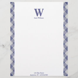 Gingham Monogram Letterhead Persoonlijk Briefhoofd