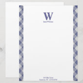 Gingham Monogram Letterhead Persoonlijk Briefhoofd (Voorkant / Achterkant)