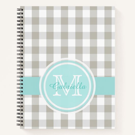 Gingham-monogram Notitieboek (Voorkant)