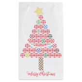 Gingham Multicolour Vrolijke Kerstboom Klein Cadeauzakje (Achterkant)