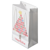 Gingham Multicolour Vrolijke Kerstboom Klein Cadeauzakje (Voorkant Gekanteld)