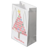 Gingham Multicolour Vrolijke Kerstboom Klein Cadeauzakje (Achterkant Gekanteld)