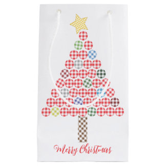 Gingham Multicolour Vrolijke Kerstboom Klein Cadeauzakje