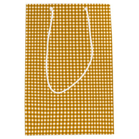 Gingham-Mustard Gele Gift Bag M Medium Cadeauzakje (Voorkant)