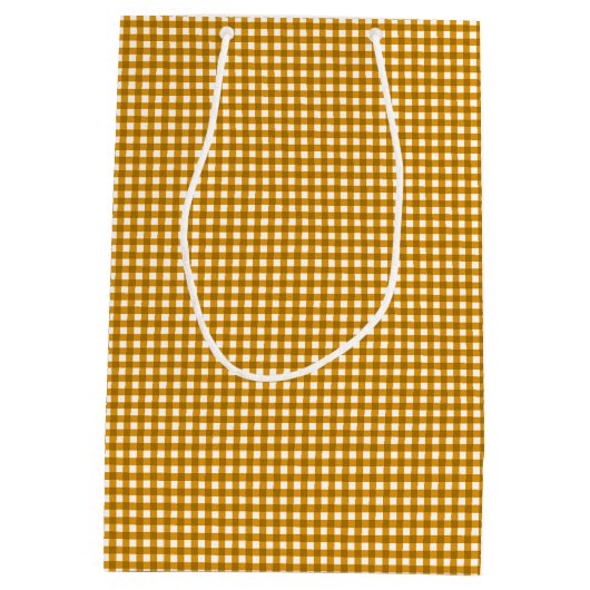 Gingham-Mustard Gele Gift Bag M Medium Cadeauzakje (Achterkant)