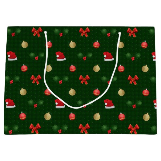 Gingham Navidad Ornamenten Large Cadeautasje (Voorkant)