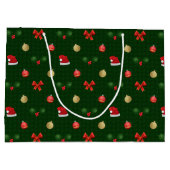 Gingham Navidad Ornamenten Large Cadeautasje (Achterkant)