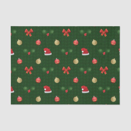 Gingham Navidad Ornamenten Tissuepapier (Voorkant)