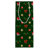 Gingham Navidad Ornamenten Wijn Cadeautas (Achterkant)