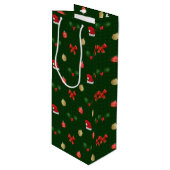 Gingham Navidad Ornamenten Wijn Cadeautas (Voorkant Gekanteld)