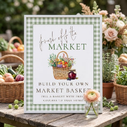 Gingham Net van Markt Mand Sign Bruidscadeau Poster