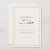 Gingham neutrale beige baby shower kaart (Voorkant)