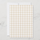 Gingham neutrale beige baby shower kaart (Achterkant)