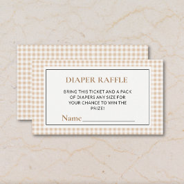 Gingham Neutrale Luierloterij Tickets Baby Shower Informatiekaartje