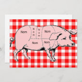 Gingham Nom Pig BBQ Uitnodiging (Voorkant / Achterkant)