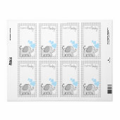 Gingham Olifant Boek Labels Blue Hearts (Full Sheet)