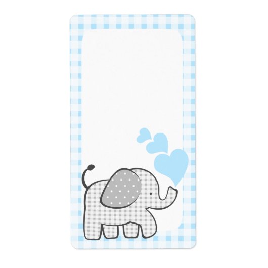 Gingham Olifant Boek Labels Blue Hearts (Voorkant)
