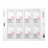 Gingham Olifant Boek Labels Roze Harten (Full Sheet)