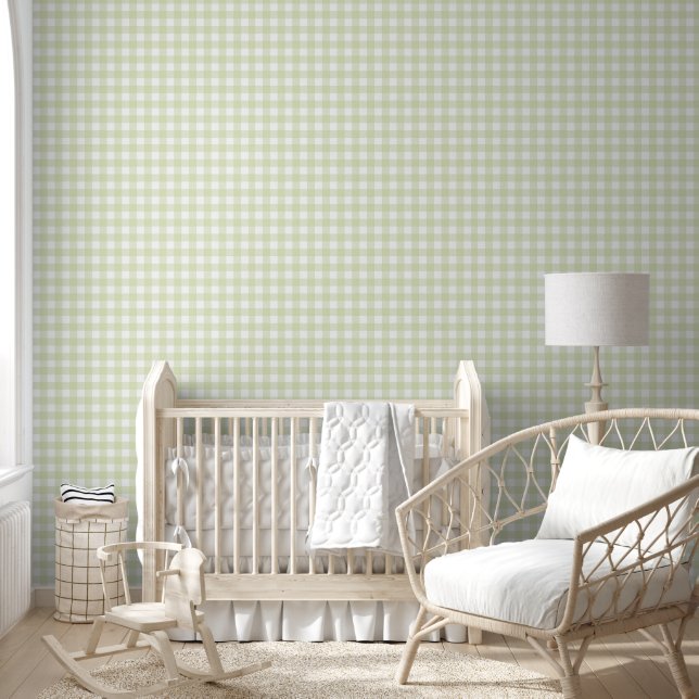 Gingham Oliva White Behang (Kinderen)