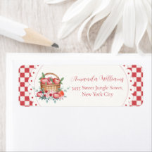 Gingham Oogst Appel Baby Shower Retouradres
