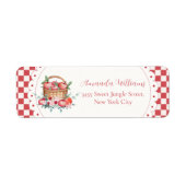 Gingham Oogst Appel Baby Shower Retouradres Etiket (Voorkant)