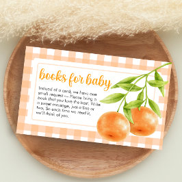 Gingham Orange Baby Shower Books for Baby Informatiekaartje