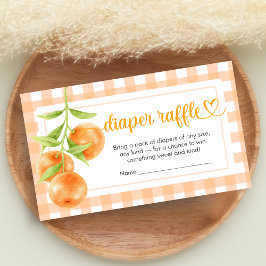 Gingham Orange Baby Shower Diaper Raffle Informatiekaartje