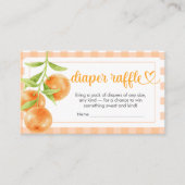 Gingham Orange Baby Shower Diaper Raffle Informatiekaartje (Voorkant)