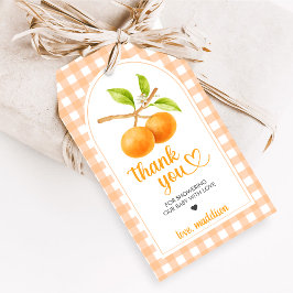 Gingham Orange Baby Shower Favor Tags Cadeaulabel