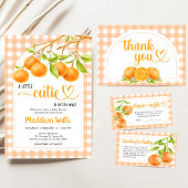 Gingham Orange Baby Shower Kaart